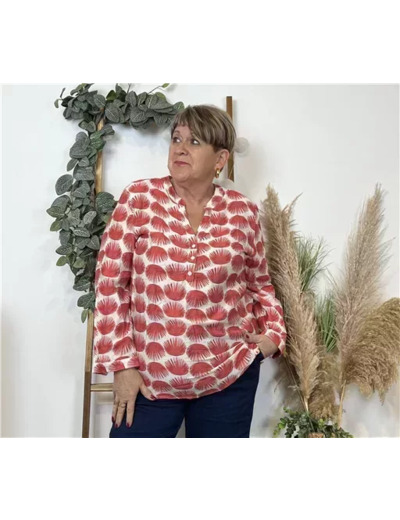 K809- Blouse Christy "Oursin" (T44-T52) (rouge)