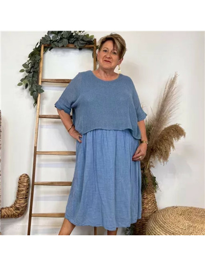 K194- Robe Crop-Top (Tu) (bleu jeans)
