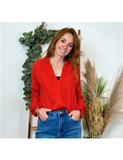 K738- Blouse unie coton (T36-T40) (rouille)