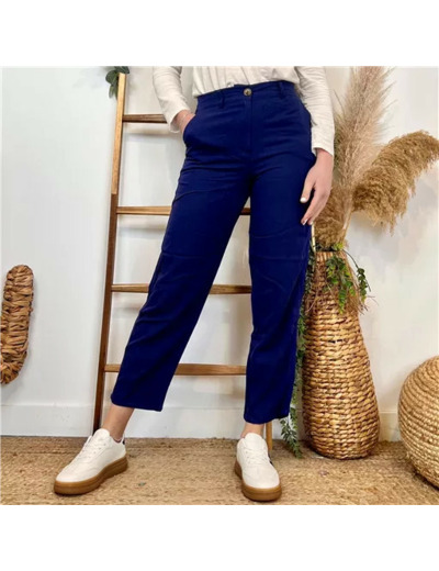 L791- Pantalon coupe fuseau (T36-T44) (marine)