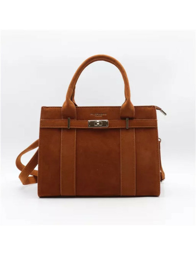 P399- Sac porté main aspect Daim Flora & Co (camel)