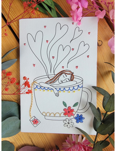 Carte à broder - La tisane