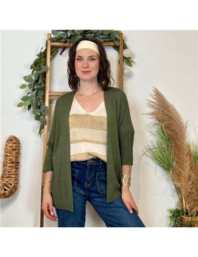 K109- Gilet sans bouton Lurex (Tu) 🇮🇹 (kaki)