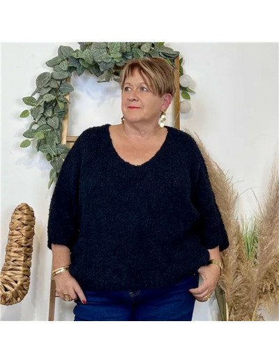 K064- Pull Oversize Maille Bouclette 🇮🇹 (marine)