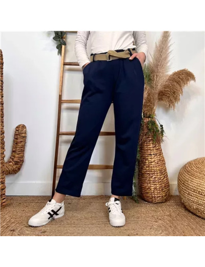 L795- Pantalon chino ceinture (Tu) 🇮🇹 (marine)