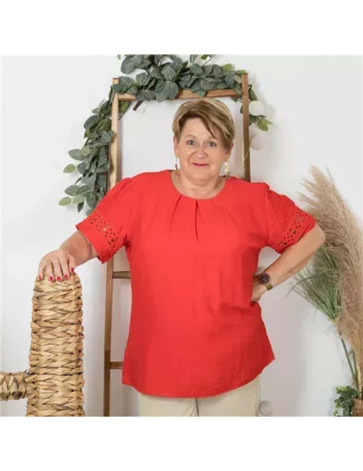 Z755- Tunique unie Christy (T44-T52) (rouge)