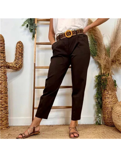 L750- Pantalon coupe fuseau (TU) 🇮🇹 (marron)