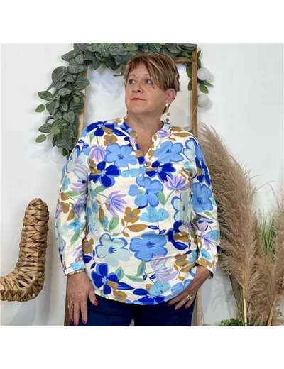 Z101- Blouse « Christy "Seventies" (T44-T52) (bleu jeans)