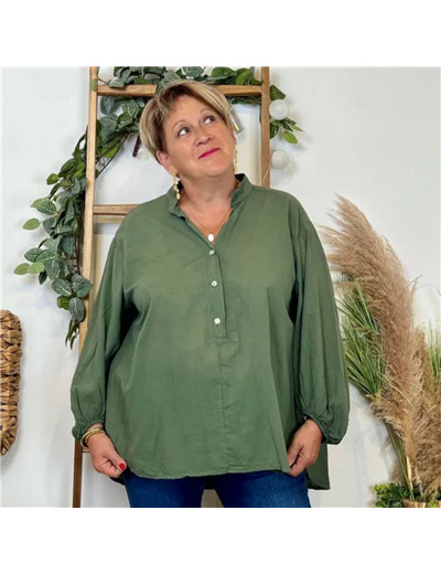 Z135- Blouse Coton unie (Gt) (kaki)