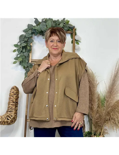 Z077- Veste sans manches "C'Mélodie" (camel)