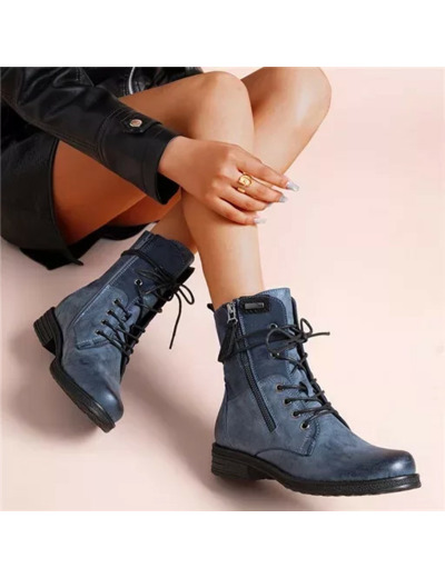 R398- Bottine bi-matière petit talon (T36-T42) (bleu jeans)