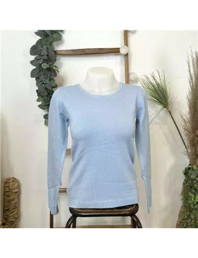 Y251- Pull Laine Cachemire "Tricotonic" (les T36&40) (bleu ciel)