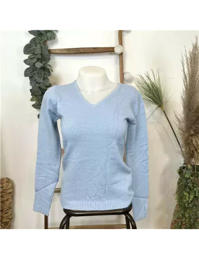 Y248- Pull Laine Cachemire "Tricotonic" (les T36&40) (bleu ciel)