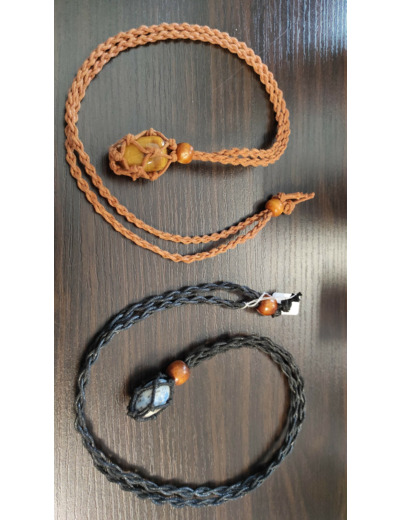 Collier porte-pierre style macramé