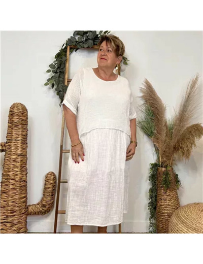 K146- Robe Crop-Top (Tu) (blanc)