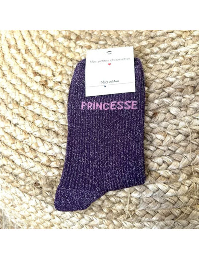 V321- Chaussettes paillettes "Princesse" (violet)