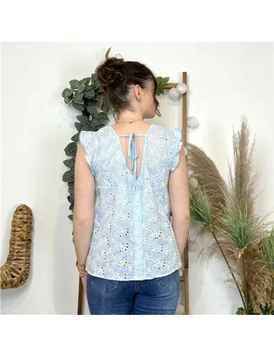 L047- Top coton Z-one (T34/36-T38/40) (bleu ciel)