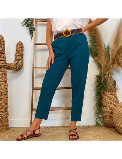 L750- Pantalon coupe fuseau (TU) 🇮🇹 (bleu canard)