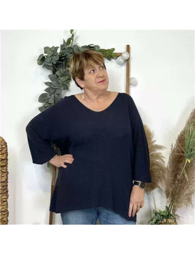 Z163- Pull Nid d'Abeille (Gt)  🇮🇹 (marine)