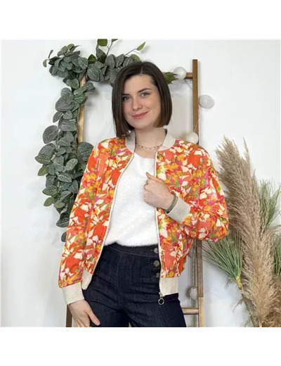 K641- Bomber imprimé tropical (T36-T40) (corail)