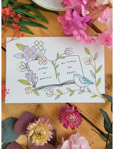 Carte à broder - Broder la douceur du temps qui passe