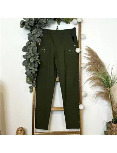 T580- Pantalon confort zips (T38-T52) (kaki)