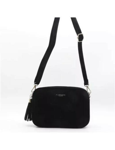 P397- Sac Zippé Pompon aspect Daim Flora & Co (noir)