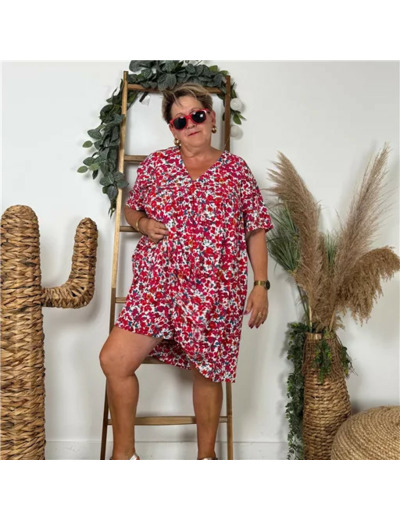 K130- Robe-short Maelle Liberty (rouge)