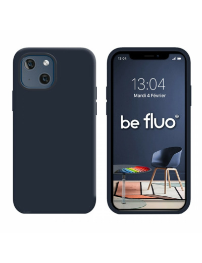 Coque Silicone Moxie BeFluo Fine et Légère pour iPhone 14 Plus, Intérieur Microfibre - Bleu foncé