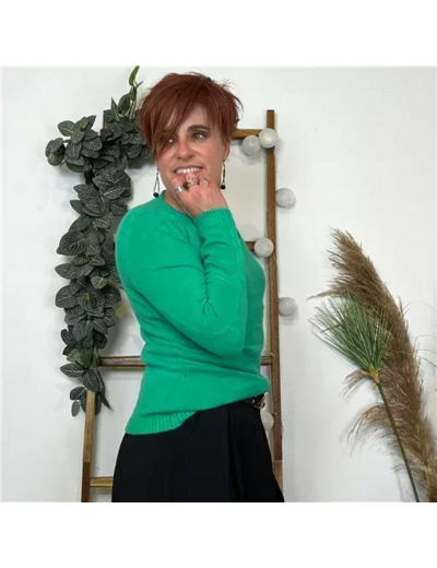 Y256- Pull Laine Cachemire "Tricotonic" (les T36&40) (vert brésil)