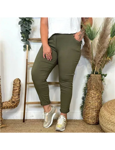 Z149- Pantalon stretch C'Mélodie  🇮🇹 (kaki)