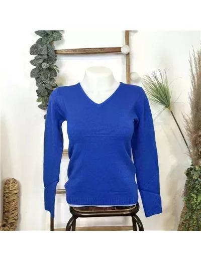 Y254- Pull Laine Cachemire "Tricotonic" (les T36&40) (bleu royal)