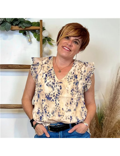 K228- Top By One moucheté (T34/36-T38/40) (beige)