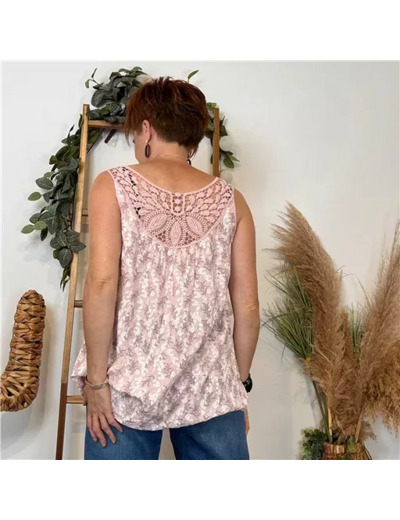 K173- Débardeur Liberty coton (Tu) 🇮🇹 (rose pâle)