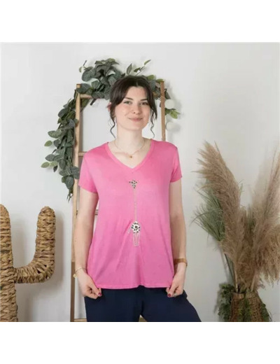 K177- T-Shirt « Girafe» (Tu) 🇮🇹 (fuchsia)