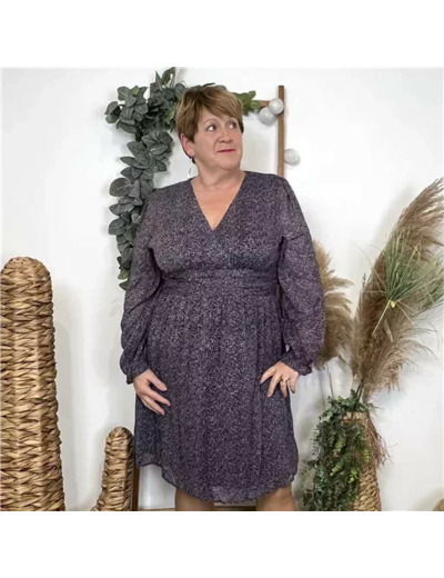 L0650- Robe trapèze bicolore (T40-T48) (marine)