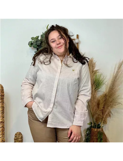K499- Chemise coeur brodé ❤️ (T40-T48) (beige)