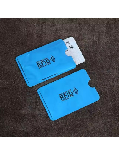 Etui de protection carte bancaire RFID blindé anti-scan Bleu
