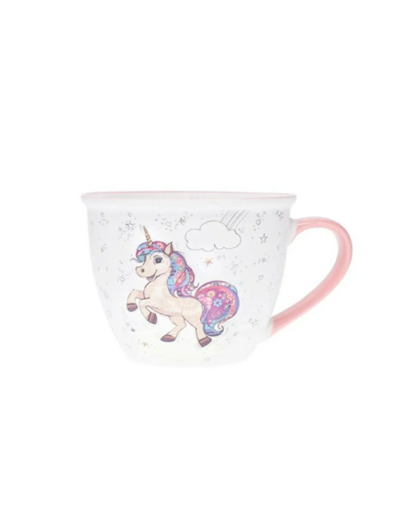 KIUB Bol timbale avec une anse - Motif licorne qui danse - matière porcelaine - contenance 550ML