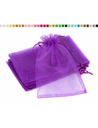 Lot de10 sacs en organza a nouer 7x9 cm pour bijoux violet