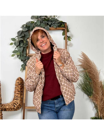 K083- Veste Capuche "Cerise Blue" (T36-T42) (beige)