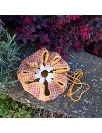 Tapis pieds au sec - Géométrique saumon et moutarde