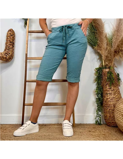 L729- Bermuda Coton Stretch (Tu) (vert céladon)