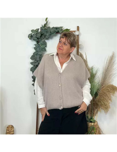Z143- Gilet boutons fantaisies (Gu) (beige)