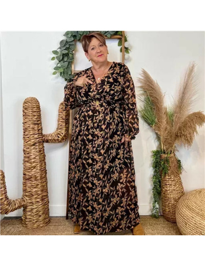 K077- Robe Maëlle fleurie (T40-T48) (noir)