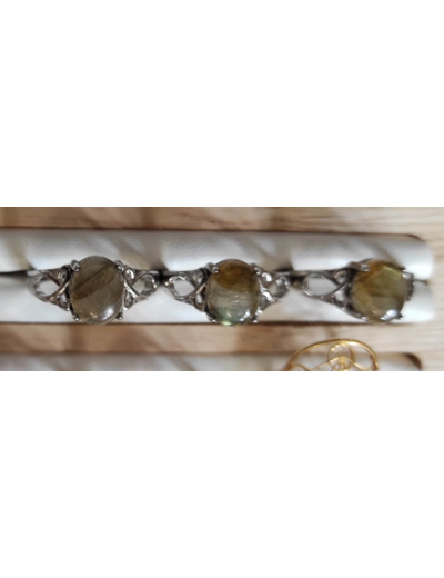 Bague labradorite en acier inoxydable et ajustable