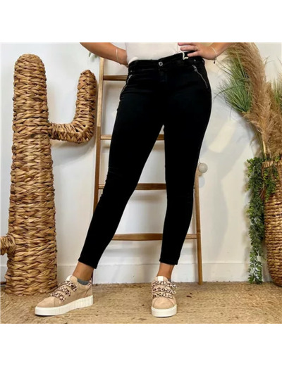 P072- Jean "Poches zippées" Melly.and.Co (Xs-Xl) (noir)