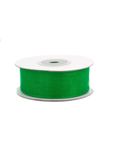 Ruban organza 25 mm de large bobine de 25 metres de long vert NOEL