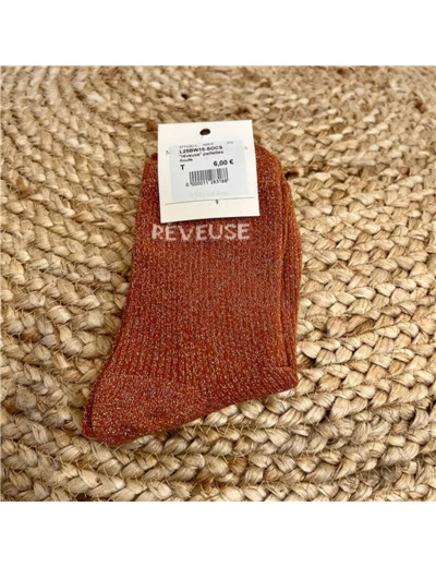 V311- Chaussettes paillettes « Rêveuse » (rouille)