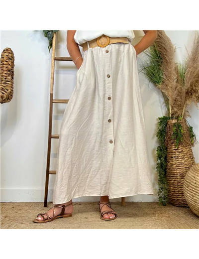 L728- Jupe boutonnée ceinture (Tu) 🇮🇹 (beige)